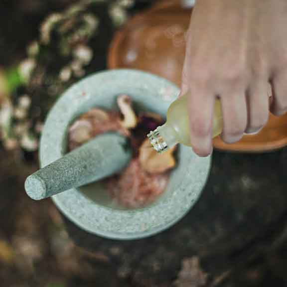 Mixing Ayurvedic herbs